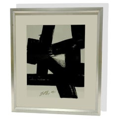 Black and White Abstract Watercolor Painting, Signed, 20th Century