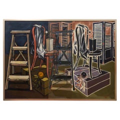 Surrealist Oil Painting on Canvas, American, 20th Century, 1964