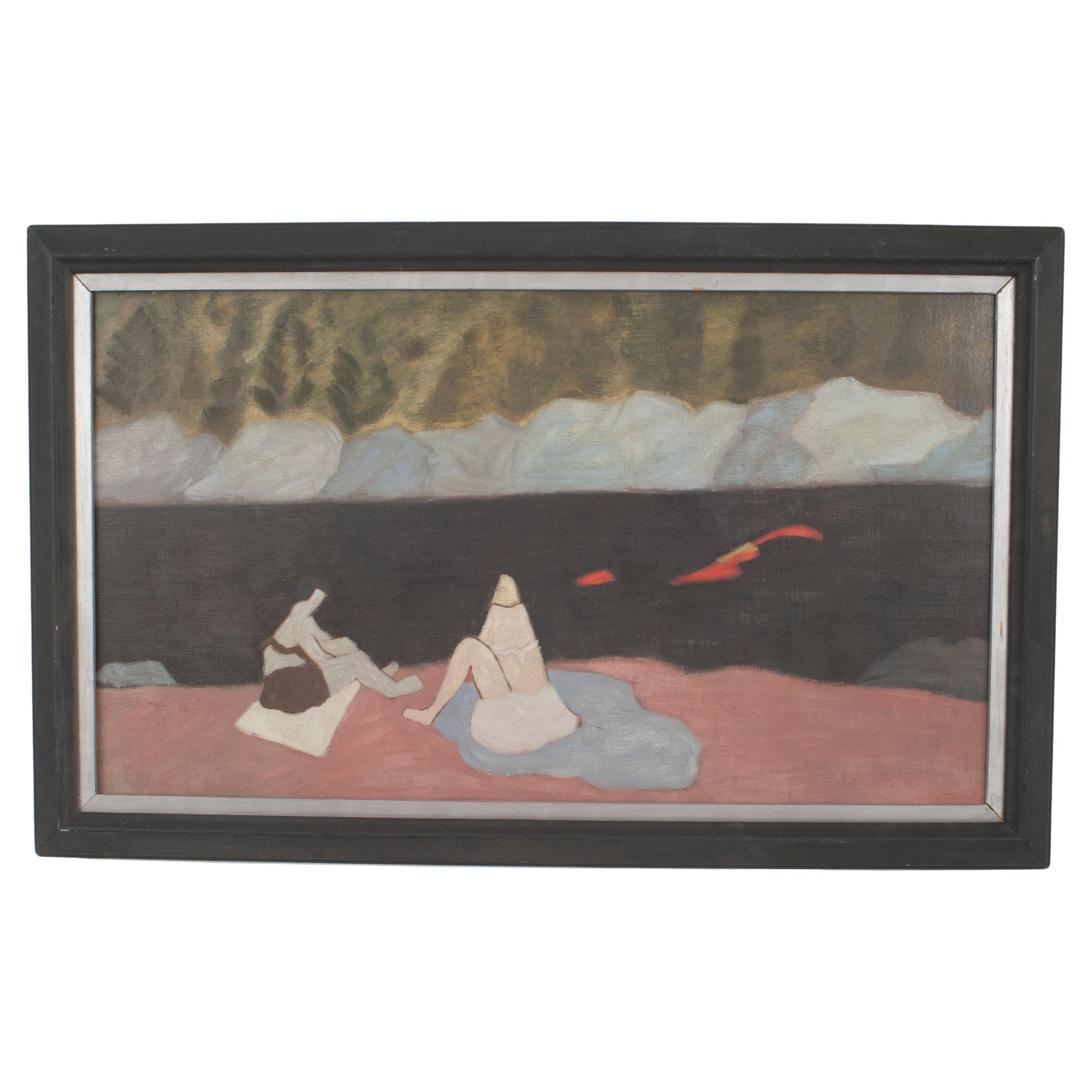 Copy of Milton Avery Painting, Abstract Two Female Bathers, 28x45 in For Sale