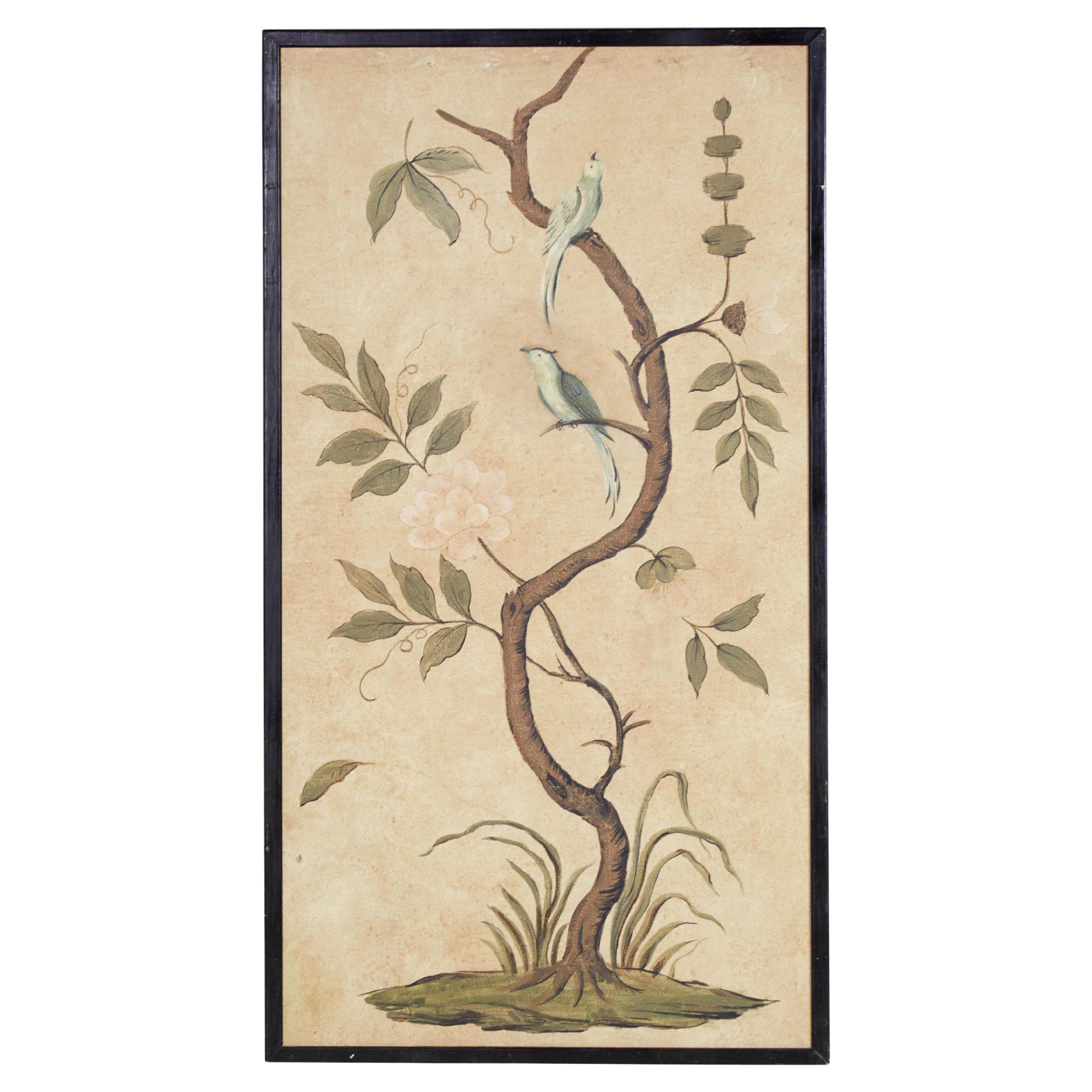 Birds on Flowering Tree Acrylic Painting in Italian Renaissance Style