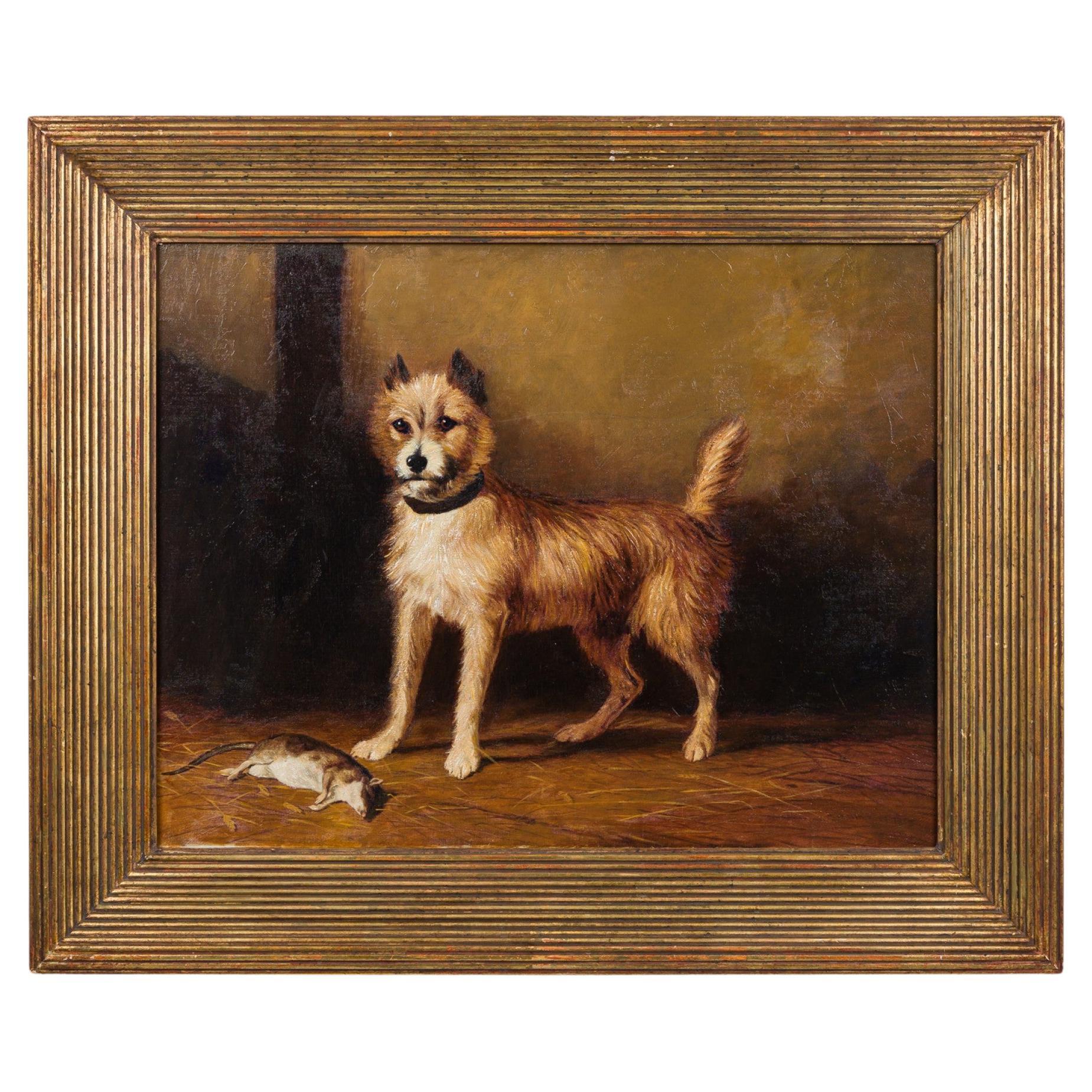 Proud Victor Dog Portrait, Victorian Style, Hand-Crafted on Canvas For Sale