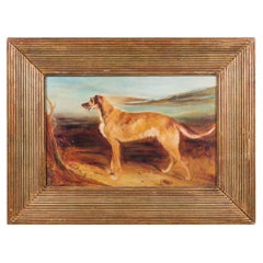 Victorian Style Landscape Painting Featuring a Deerhound