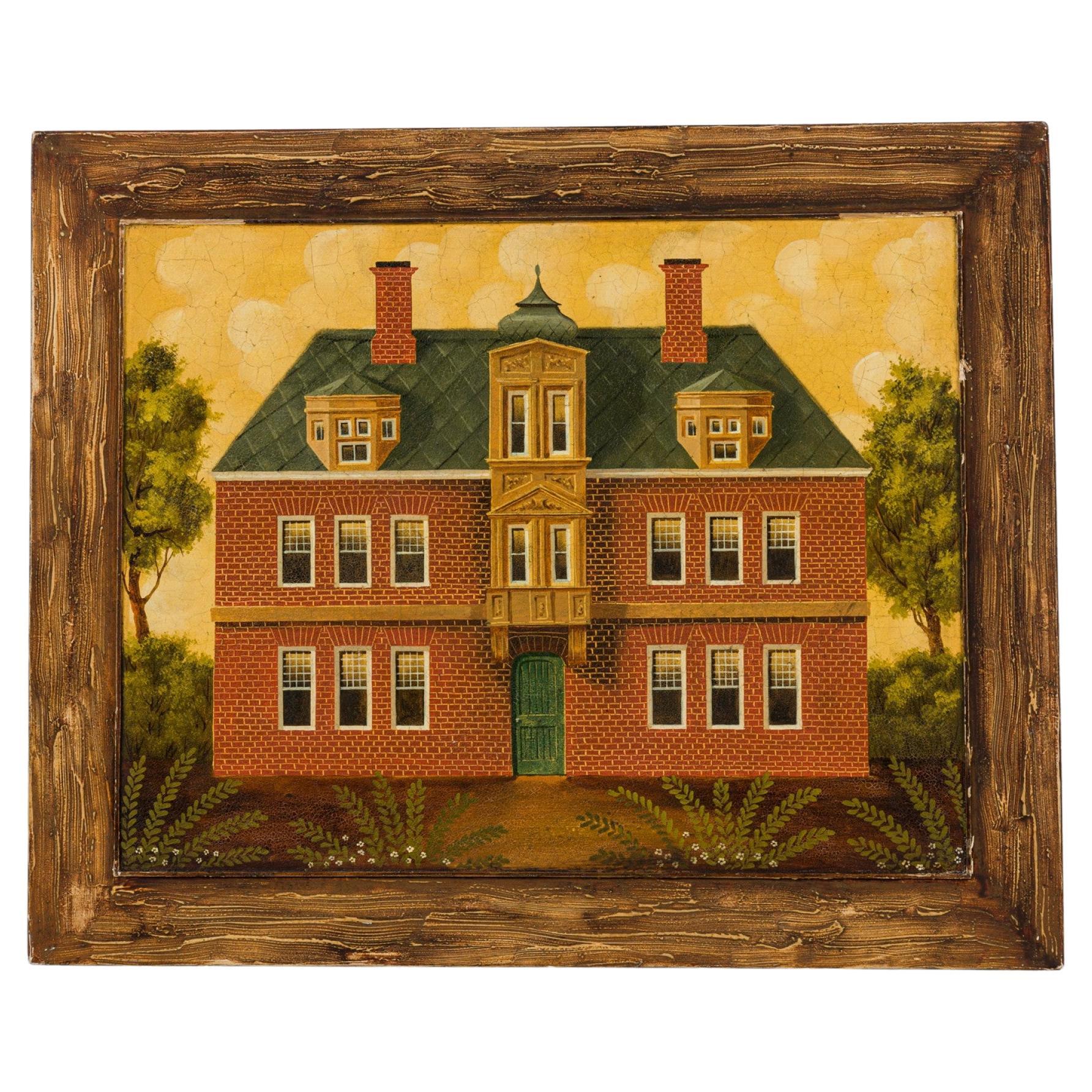 Pintura acrílica de una casa de campo inglesa