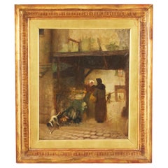 Townscape Oil Painting, Victorian Style, 19th Century, Framed