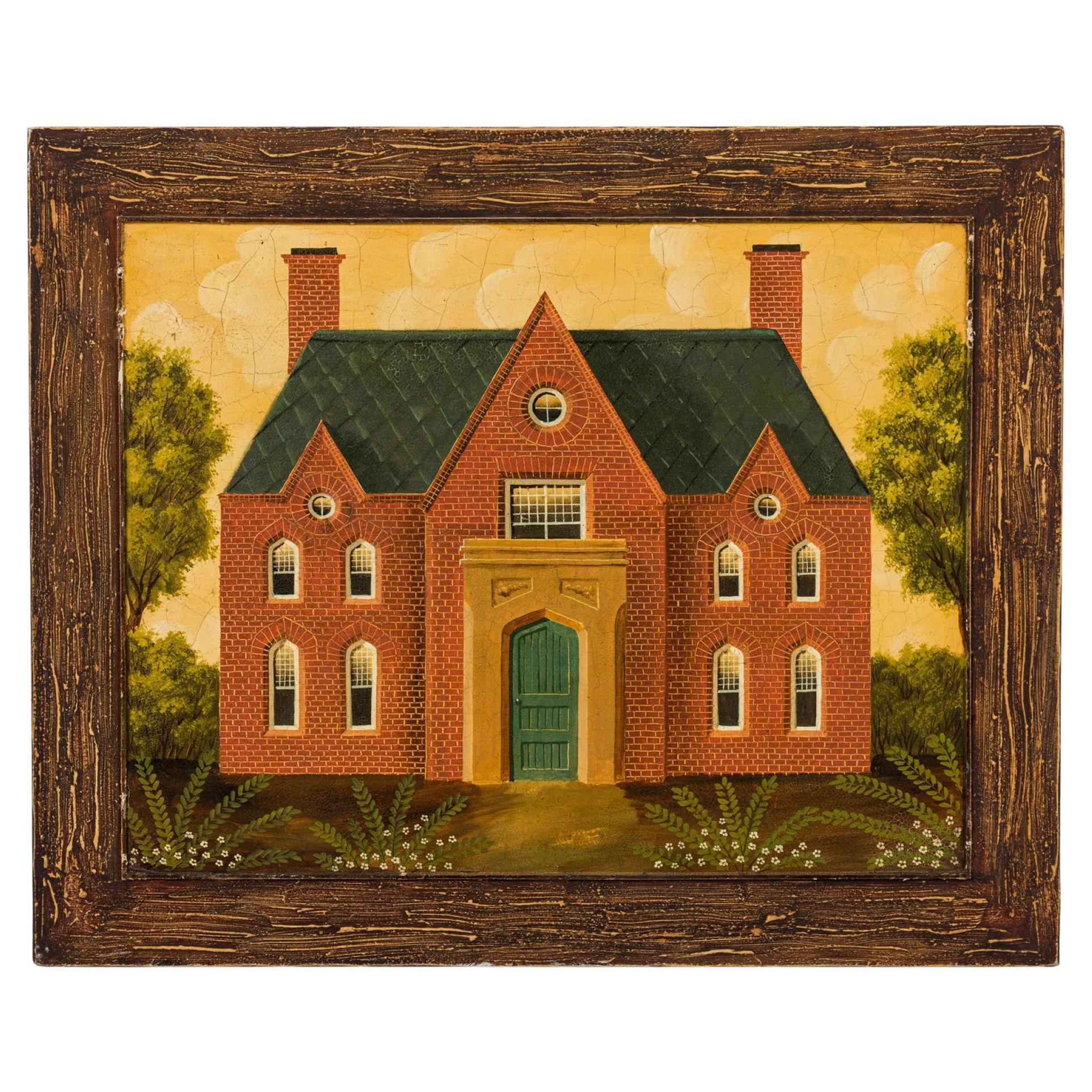 Pintura acrílica de una casa de campo inglesa