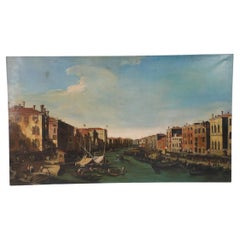 Italian Venetian Canal and Village Golden Hour Painting on Canvas