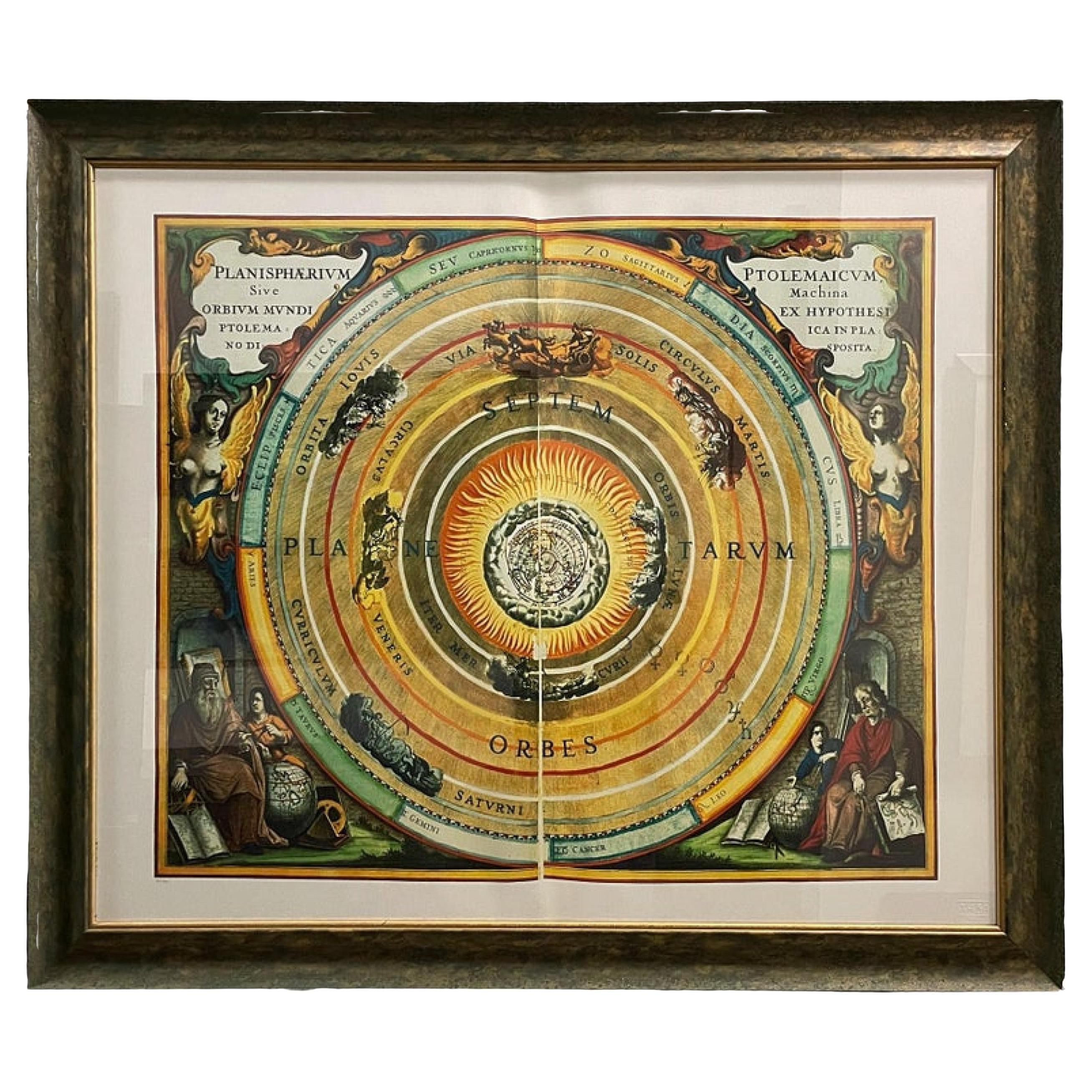 Gerahmter Druck im italienischen Renaissance-Stil von Andreas Cellarius' Himmelskarte, Titl