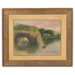 French Impressionist River Banks Landscape Painting, Late 20th Century