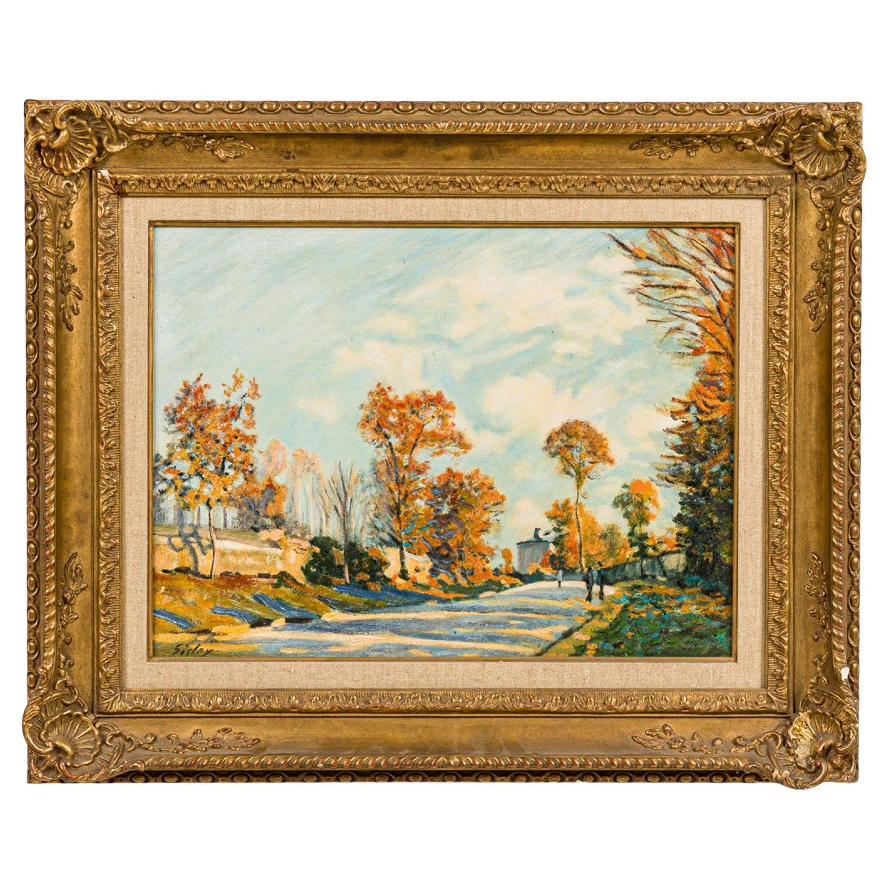 Route de Louveciennes Impressionist Landscape Painting, 23x28 in
