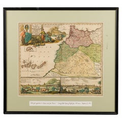Framed Print of Antique German Map of Morocco, Biedermeier, Circa 1728