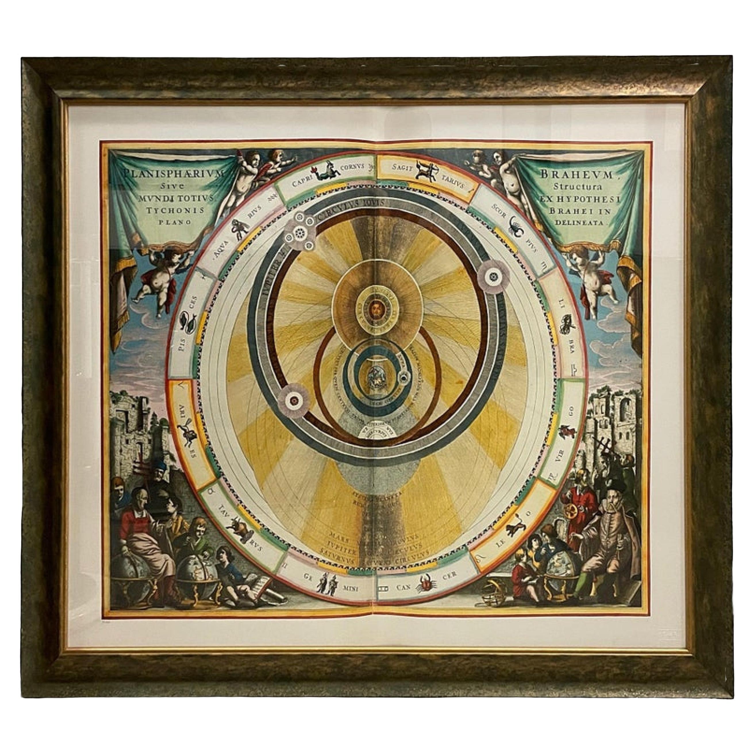 Gerahmter Druck einer himmlischen Karte im italienischen Renaissance-Stil „Tychonic Planisphere“