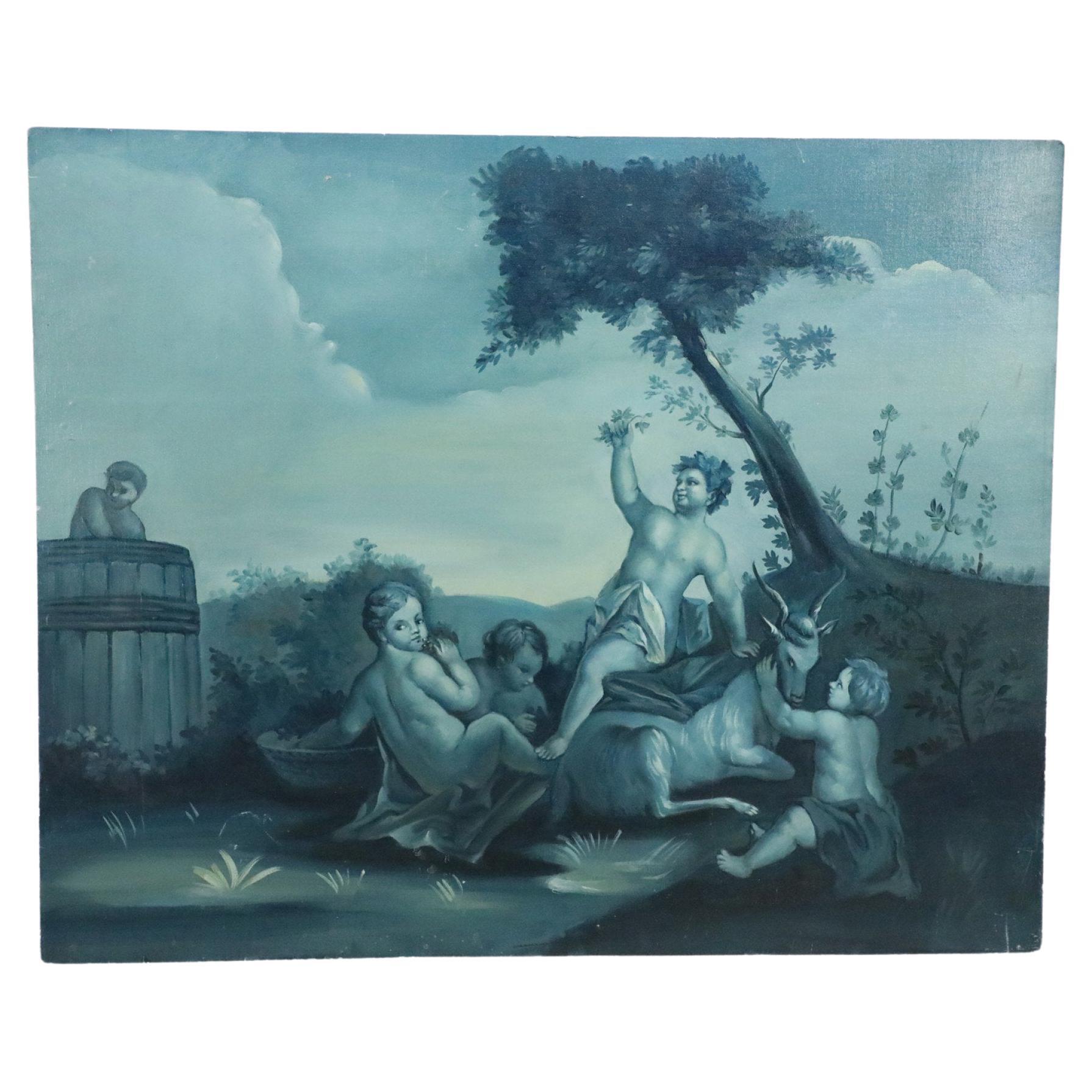Cherub Gathering in Blue Print For Sale