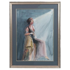 Diva Watercolor Portrait, Modern Style, 20th Century, Framed