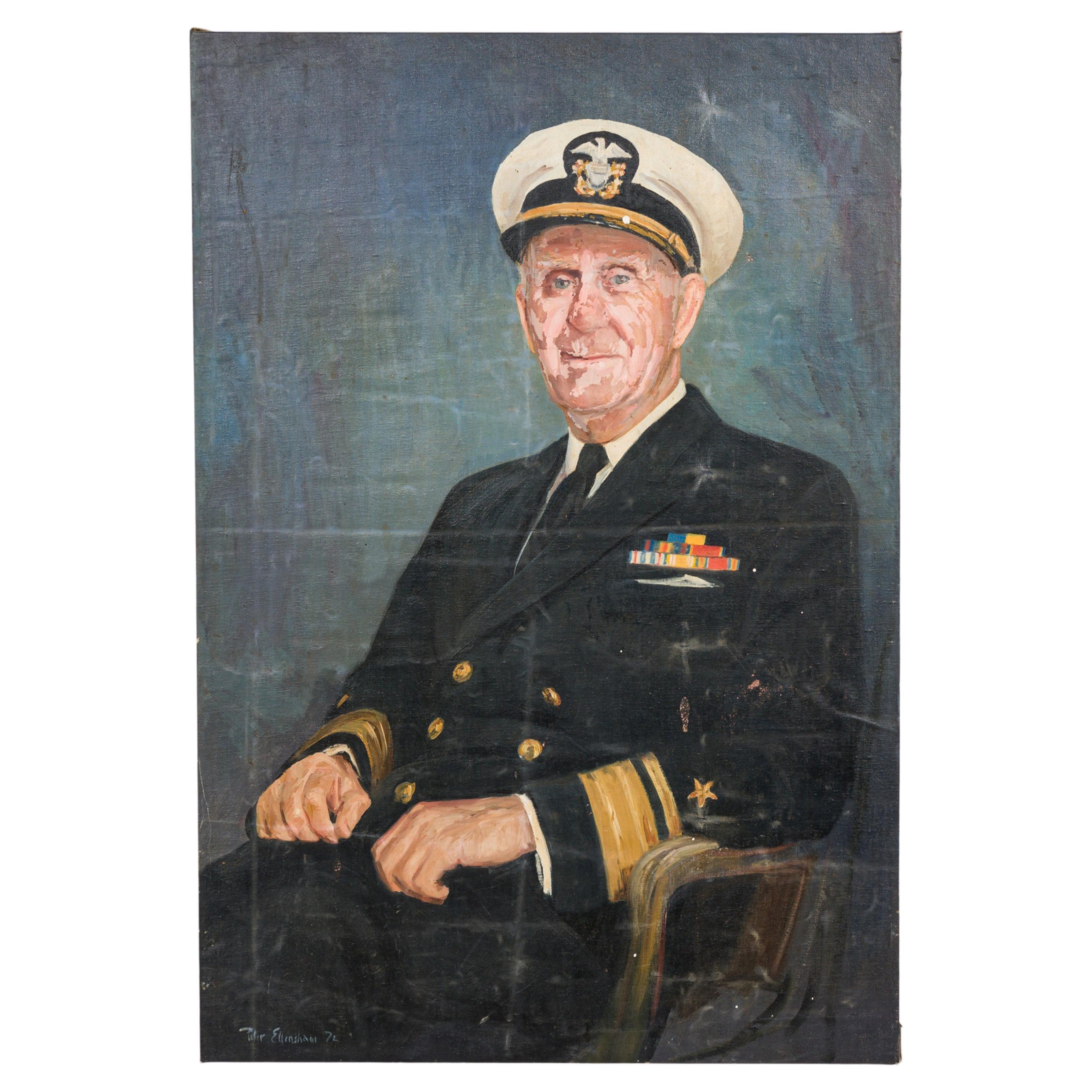 Oil Painting Portrait of a Naval Officer on Stretched Canvas