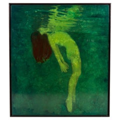 Daydreaming Contemporary Painting, Resin and Acrylic on Panel, 40x35