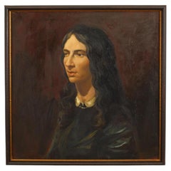 Emily Bronte Victorian Oil Painting, Hand-Painted, 19th Century