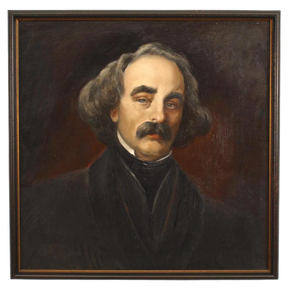 Victorian Oil Painting of Nathaniel Hawthorne, 19th Century Art For Sale