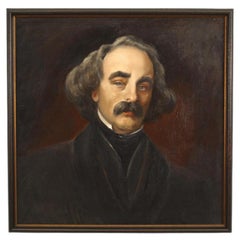 Victorian Oil Painting of Nathaniel Hawthorne, 19th Century Art