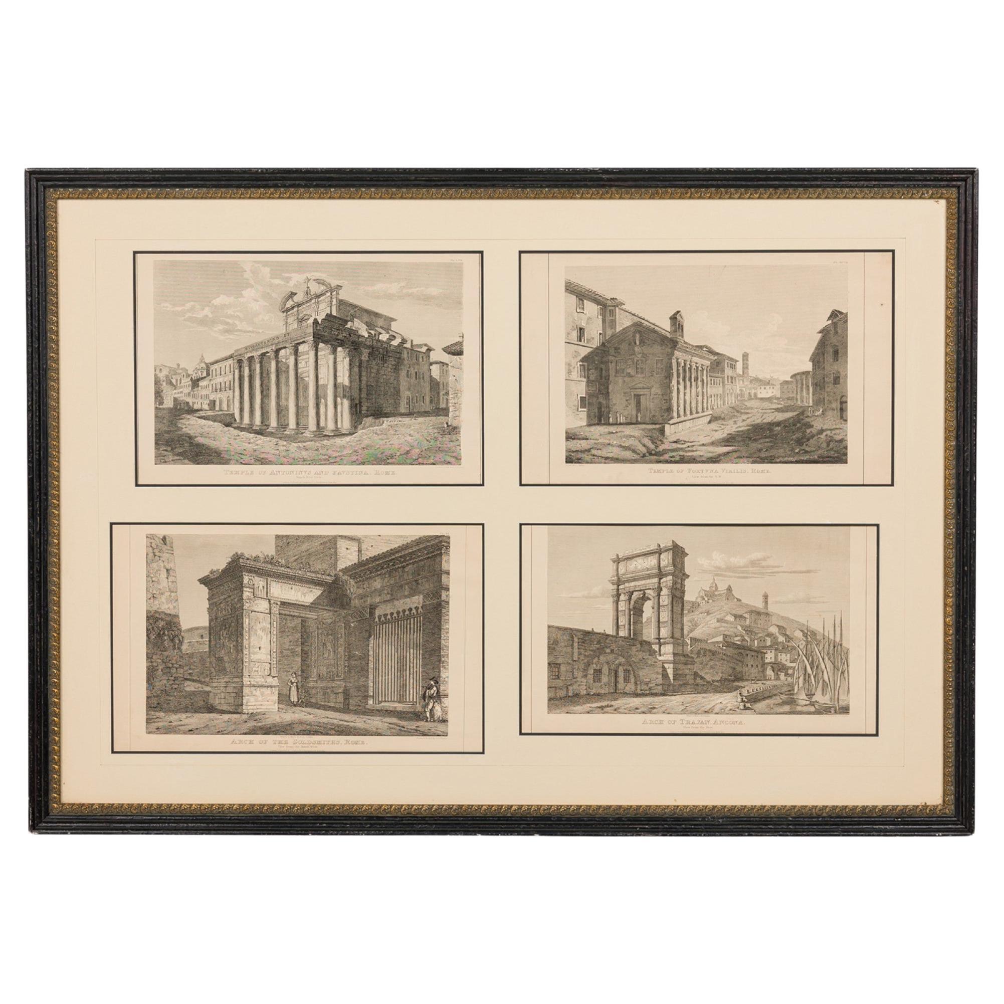 20th Century Hand-Painted Italian Neo-Classic Architectural Print