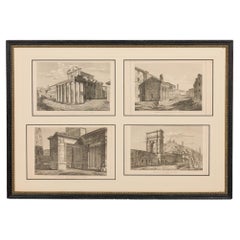 20th Century Hand-Painted Italian Neo-Classic Architectural Print