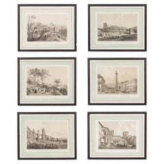 Set of 6 Italian Neoclassical Engravings, Landscapes, 19th Century