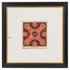 Rust and Black Hand Colored Print, Neoclassical, 19th Century, Italy