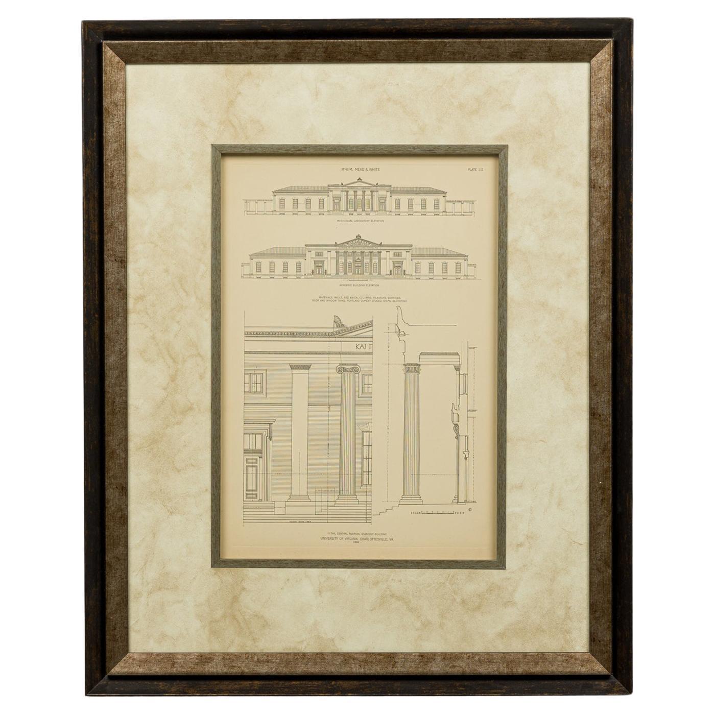 Detail of Central Portion, Academic Building Print, American Victorian