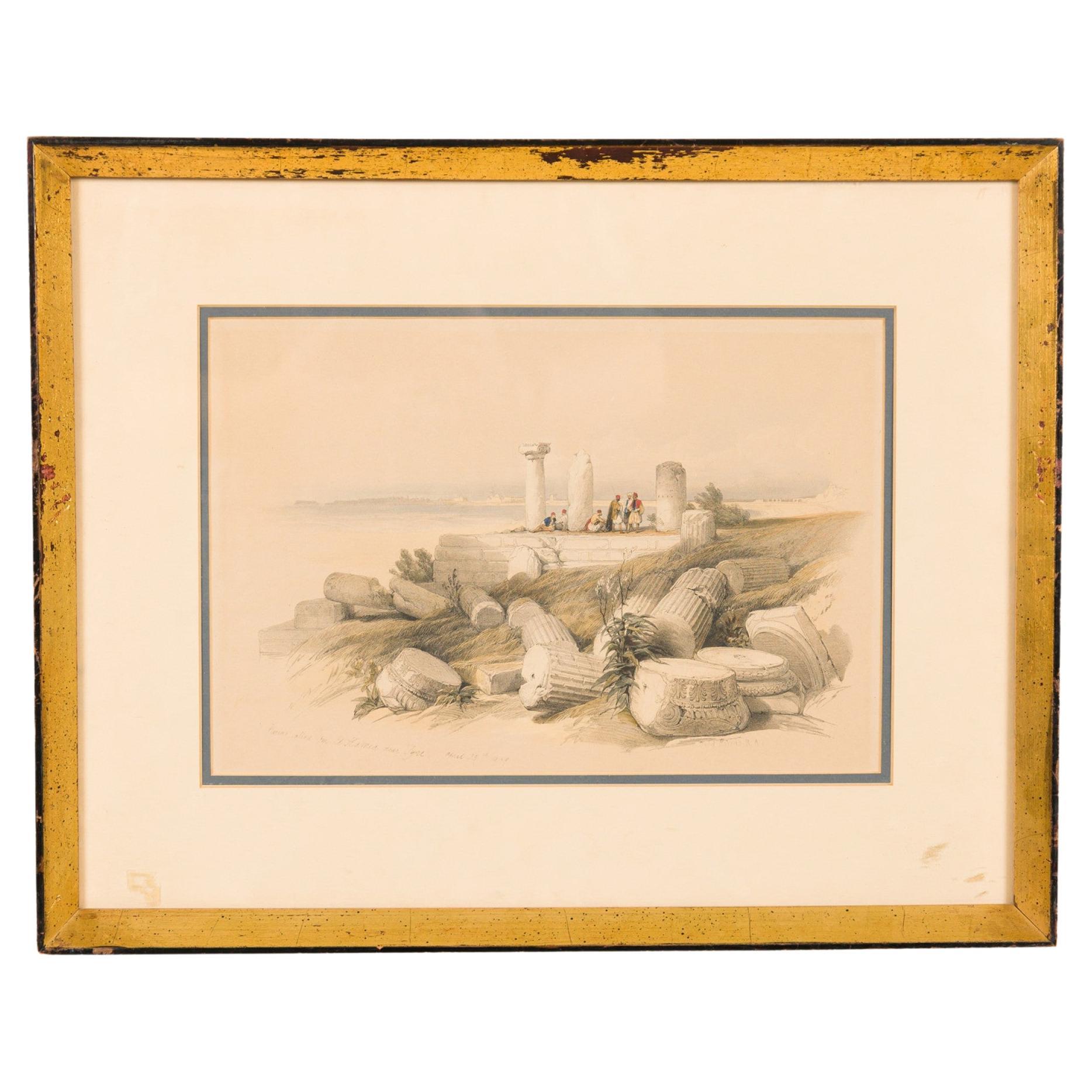 Ruins Called Om El Hamed Near Tyre, Colored Lithograph, 19th Century