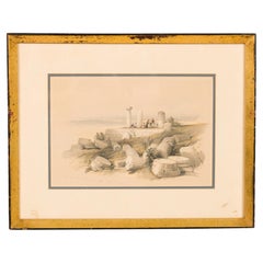 19th Century Lithograph of Om El Hamed Ruins Near Tyre