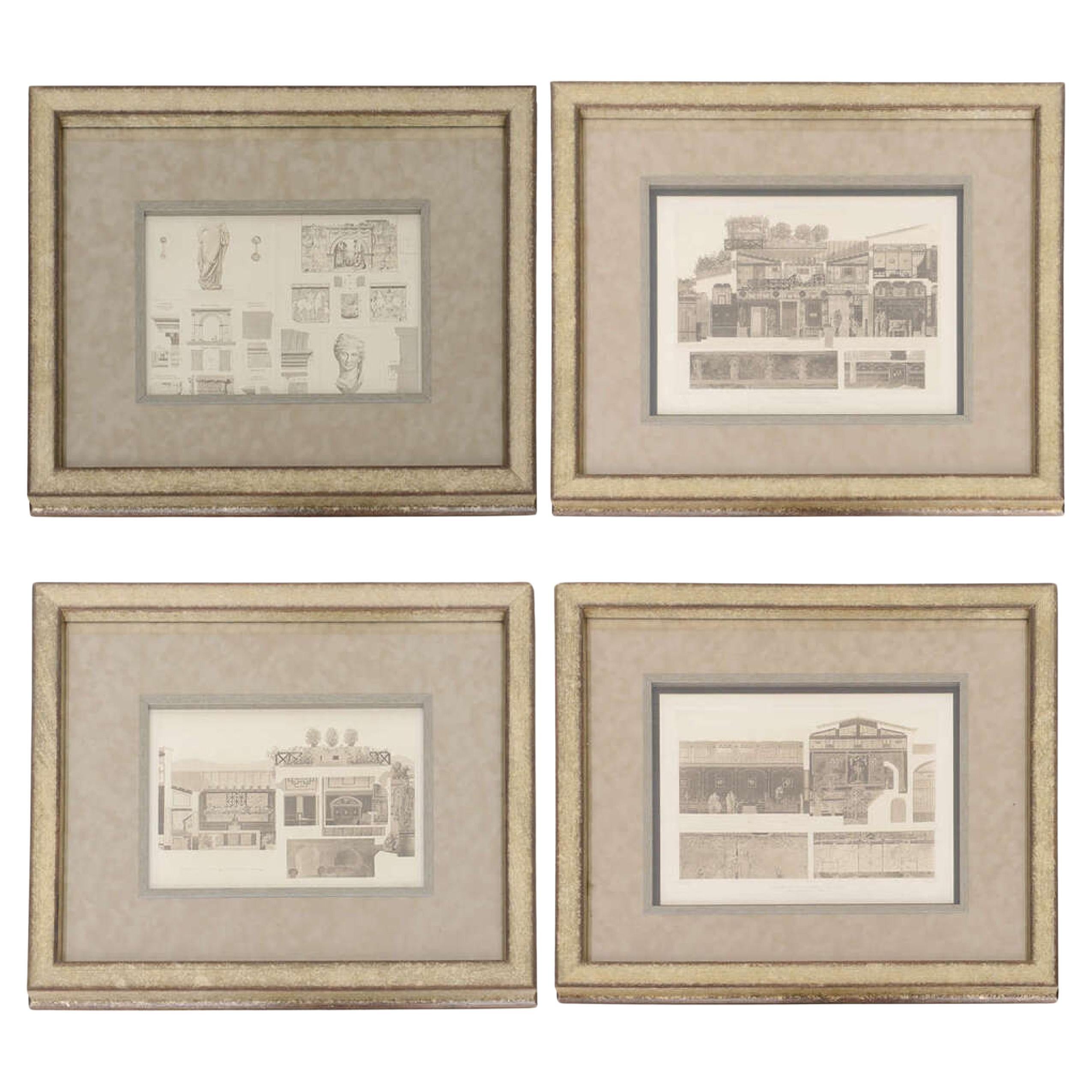 Ensemble de quatre gravures architecturales à la manière de Piranesi