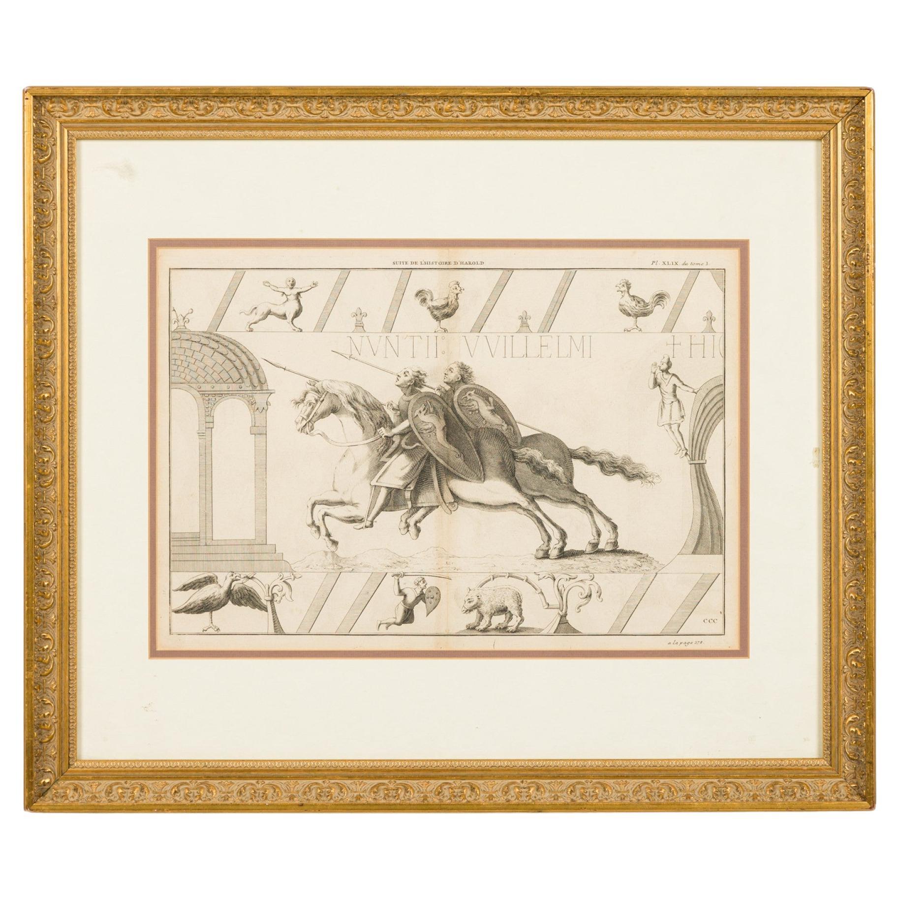 Suite de L'Historie D'Harold Lithograph, French Neo-Classical, Framed For Sale