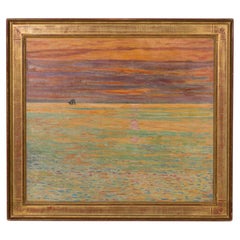 Handgemaltes Bild „Sonnenuntergang am Meer“, amerikanischer Impressionist, Ende des 20. Jahrhunderts