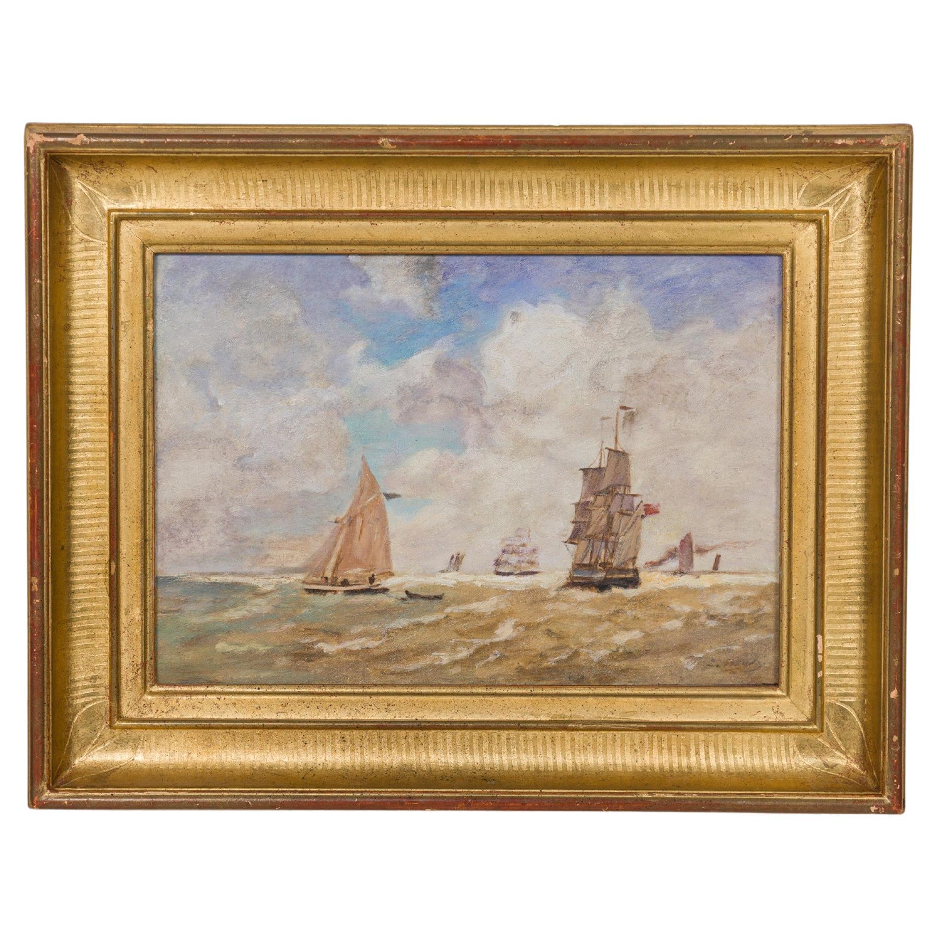 Peinture de marine impressionniste française peinte à la main, fin du XXe siècle