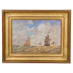 Hand-Painted French Impressionist Seascape, Late 20th Century