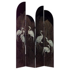 Chinese Coromandel 4-Fold Screen with Graduated Tiered Panels