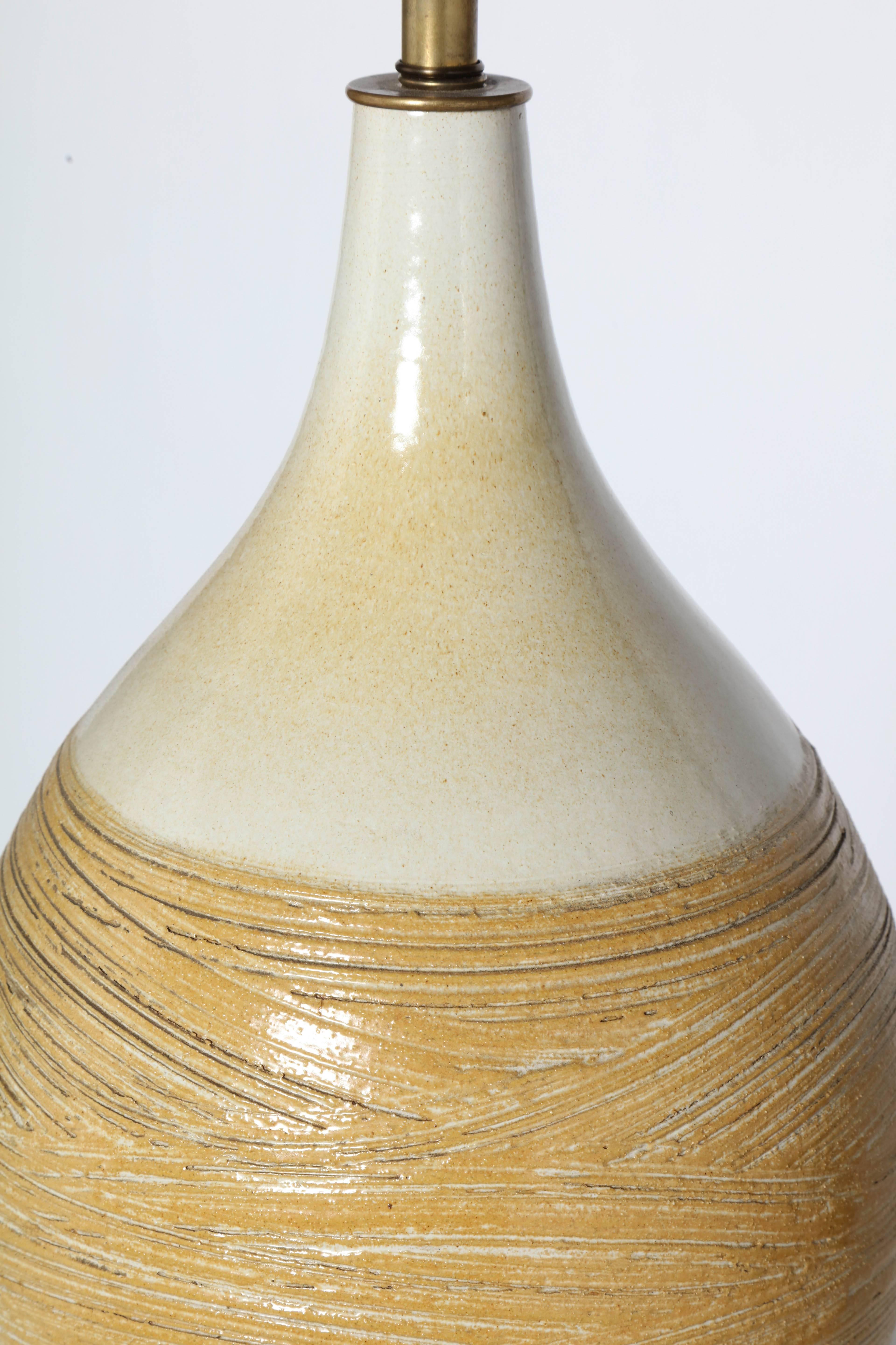 American Substantial Lee Rosen for Design Technics Series 3300 Yellow Ceramic Lamp, 1960s For Sale