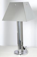 Monumental Curtis Jere Reflective Chrome Table Lamp with Chrome Shade, C. 1970