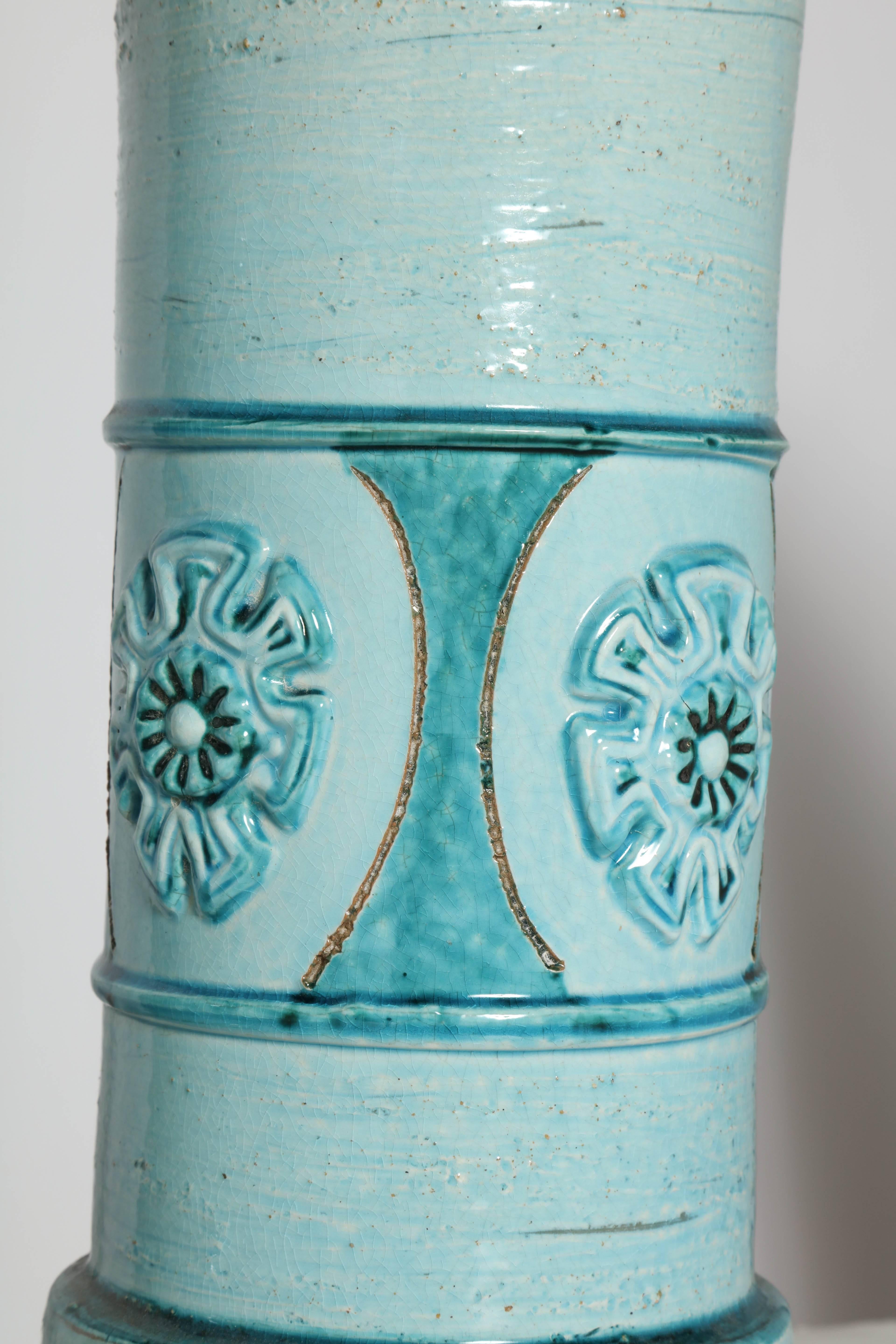 Pair of Aldo Londi for Bitossi Pale Aqua and Turquoise Ceramic Table Lamps  1
