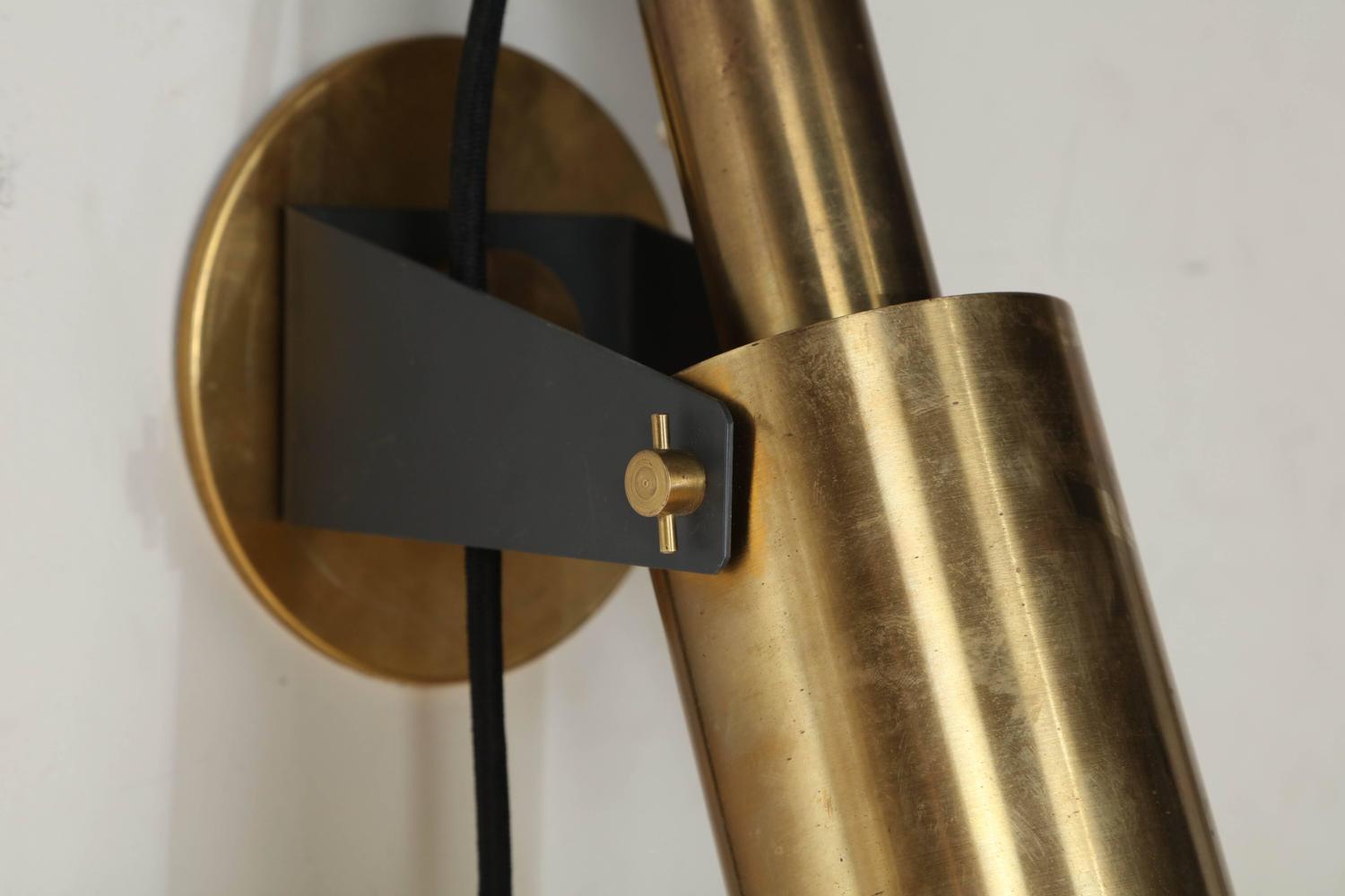 Pair of 1960s Italian Articulating Brass Sconce Reading Lamps at 1stdibs