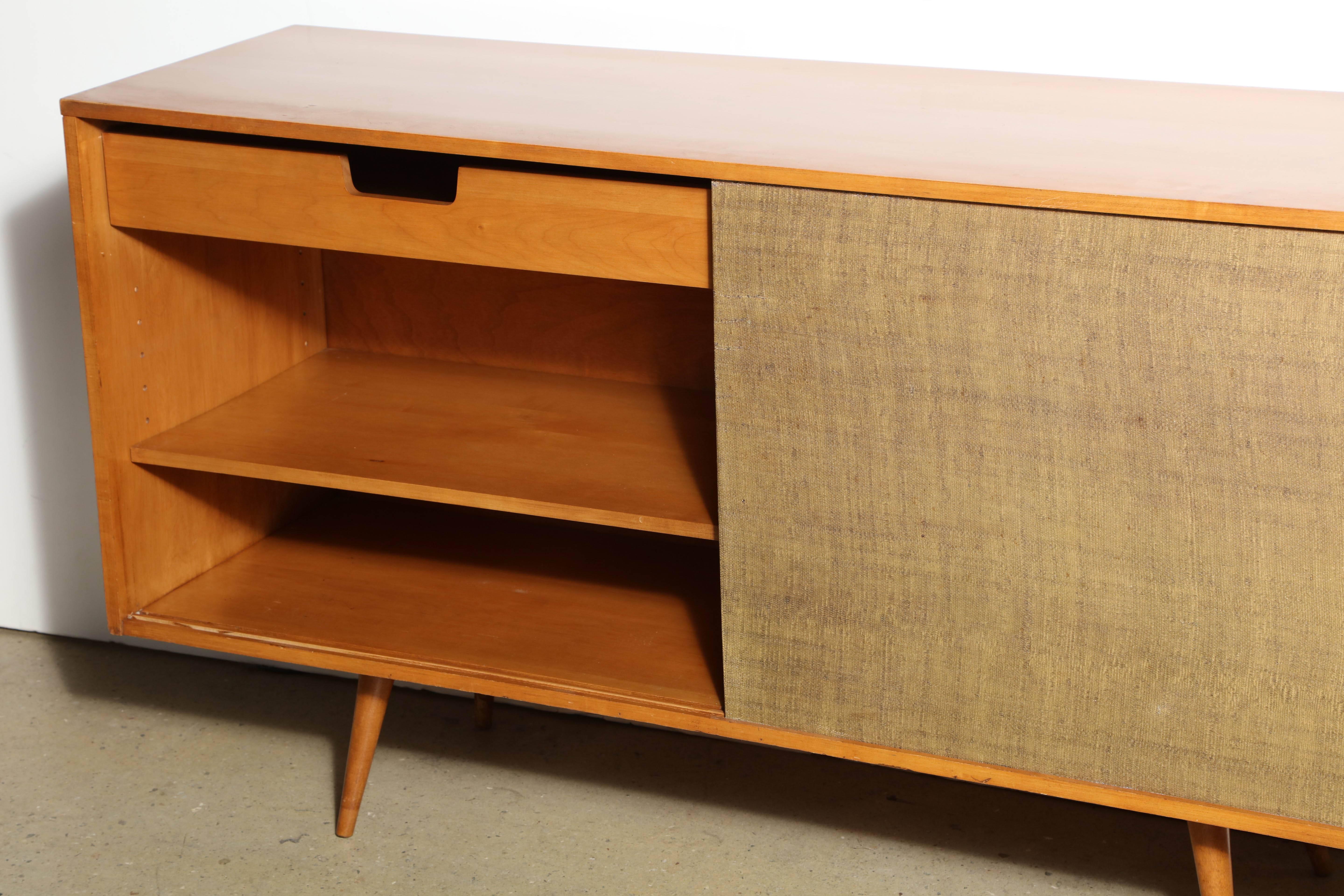 Paul McCobb Planner Group for Winchendon Maple and Grasscloth Credenza, 1950's 1