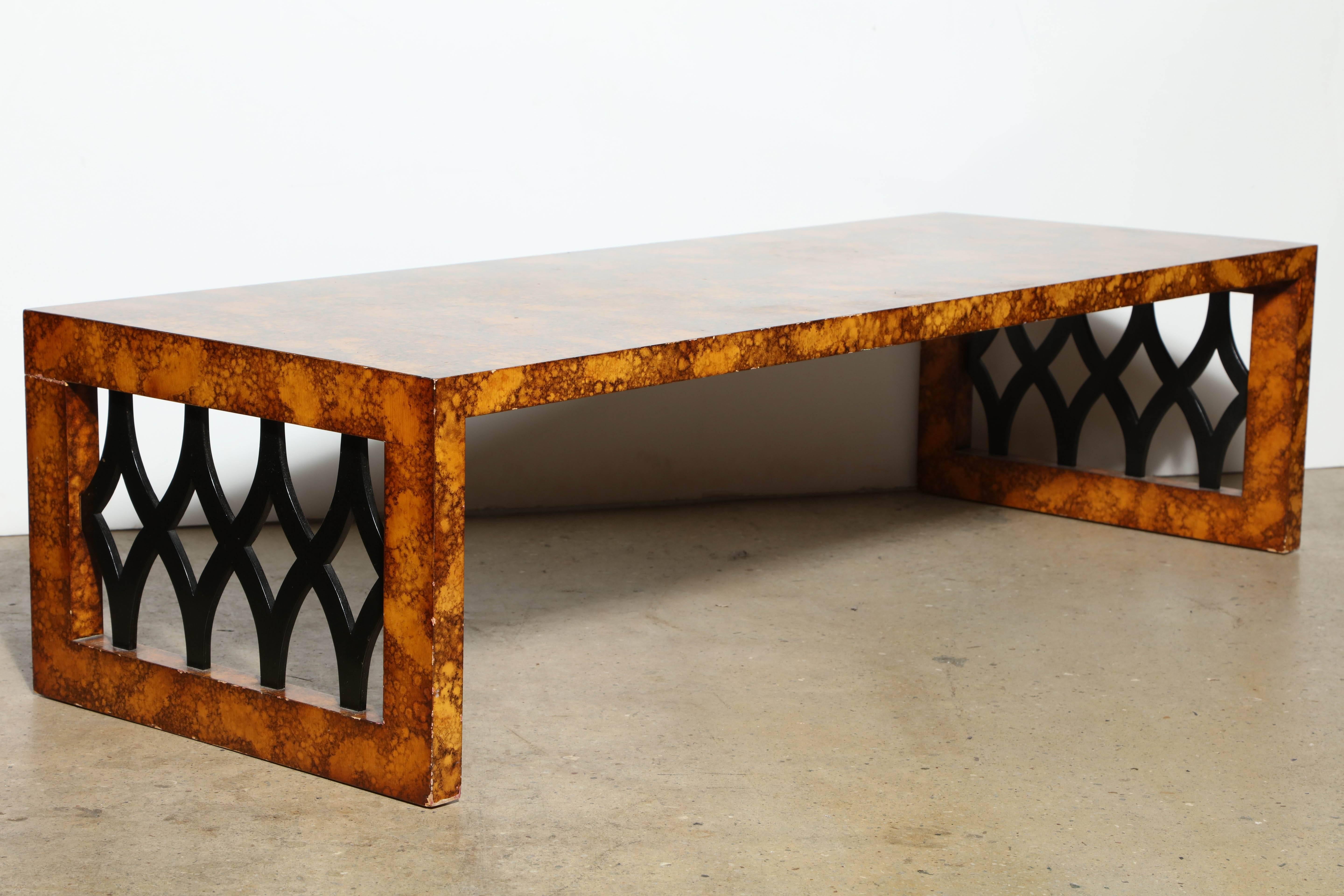 Substantial Charak Furniture Co. Oil Drop & Black Lattice Coffee Table, 1961 In Good Condition In Bainbridge, NY