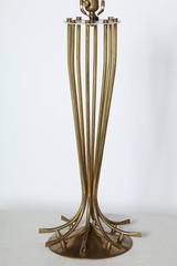 Tall "Millepatte" Style Brass Table Lamp, 1950s
