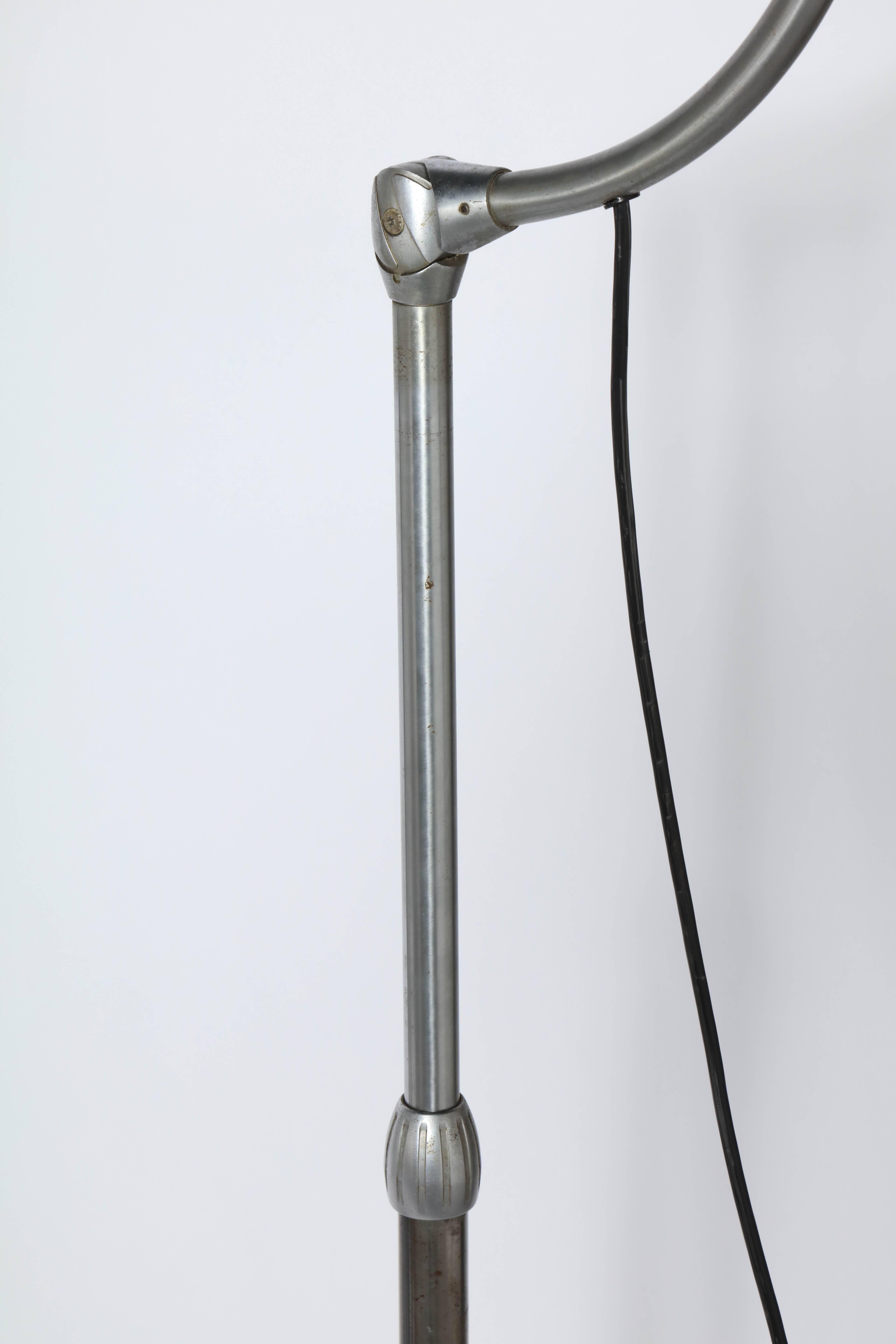 Mid-20th Century Sperti Inc. Raymond Loewy Style Aluminum & Cast Iron Adjustable Floor Lamp, 1940 For Sale