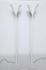 Pair Von der Lancken & Lundquist for Nessen Studios White Torchiere Floor Lamps