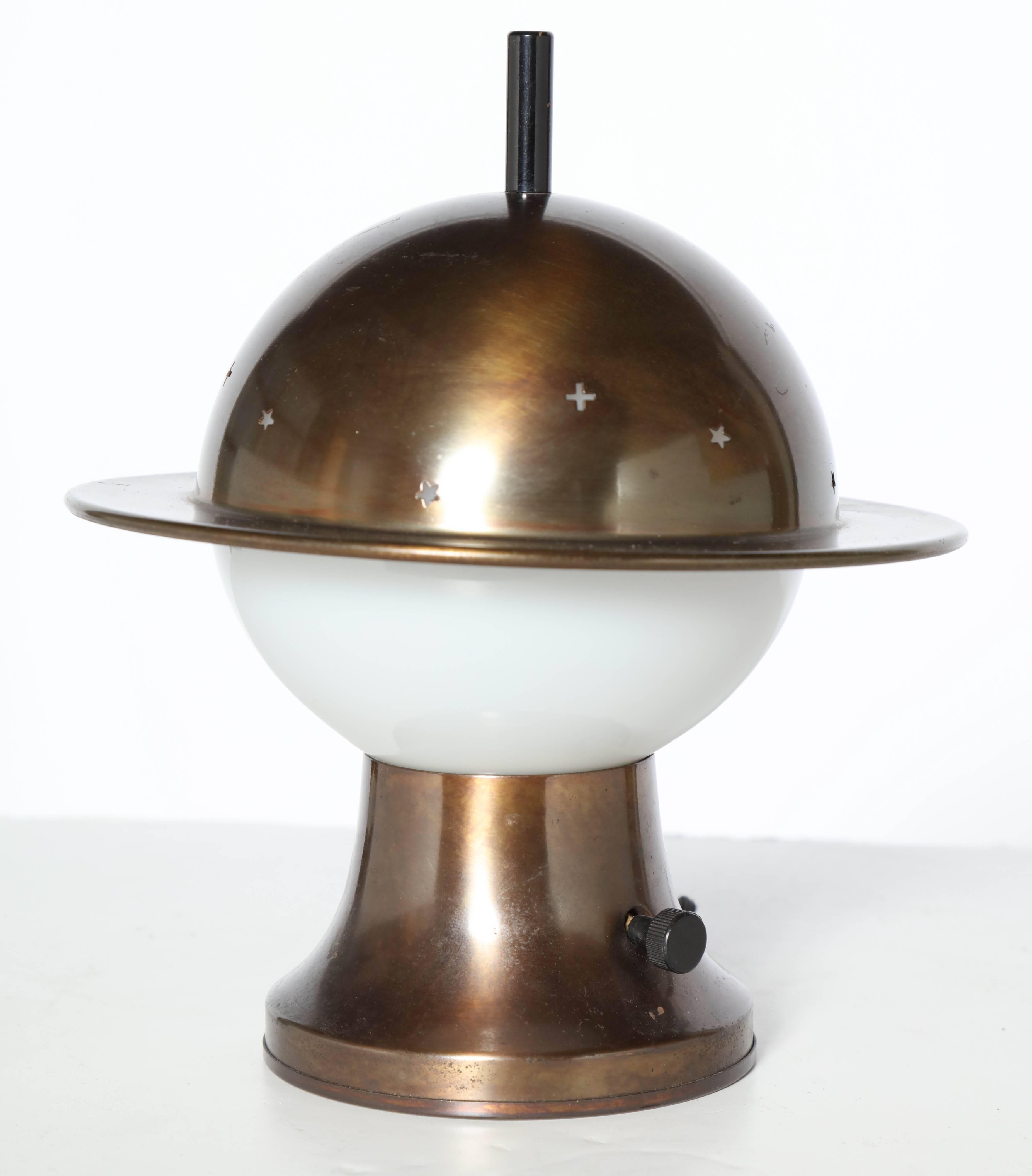 American Walter Von Nessen English Bronze Finish Pierced Constellation Table Lamp