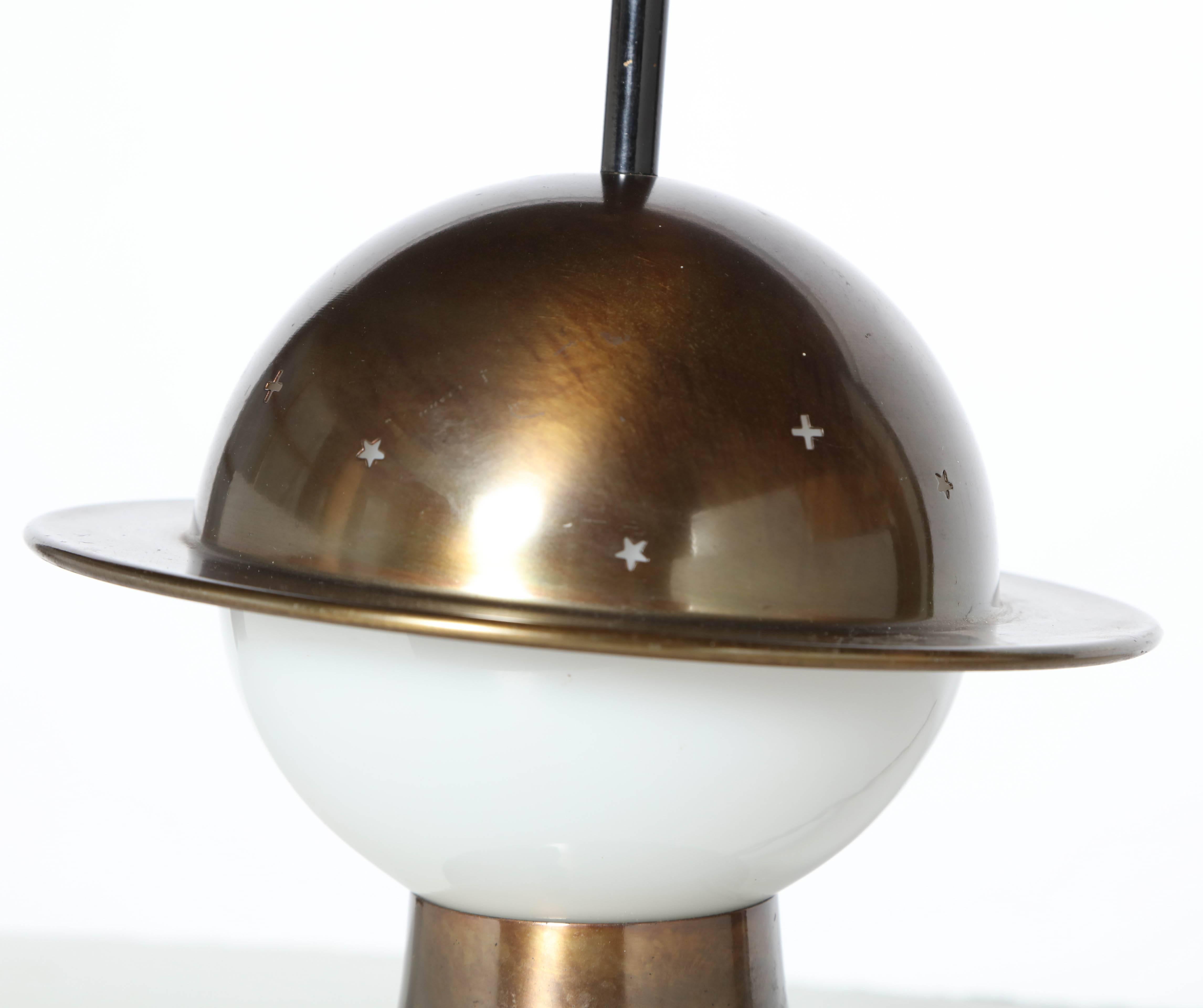 Mid-20th Century Walter Von Nessen English Bronze Finish Pierced Constellation Table Lamp