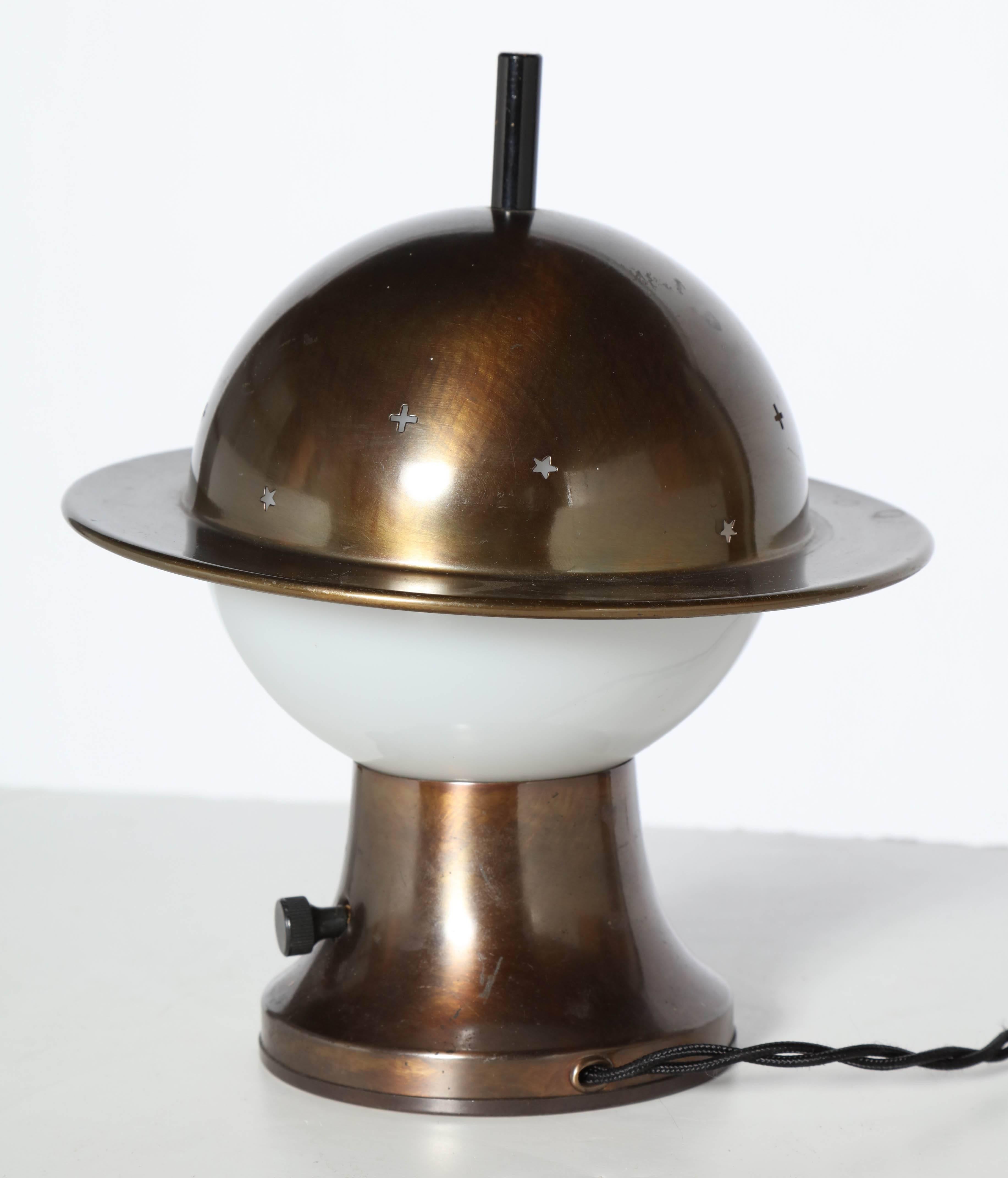 Walter Von Nessen English Bronze Finish Pierced Constellation Table Lamp 1