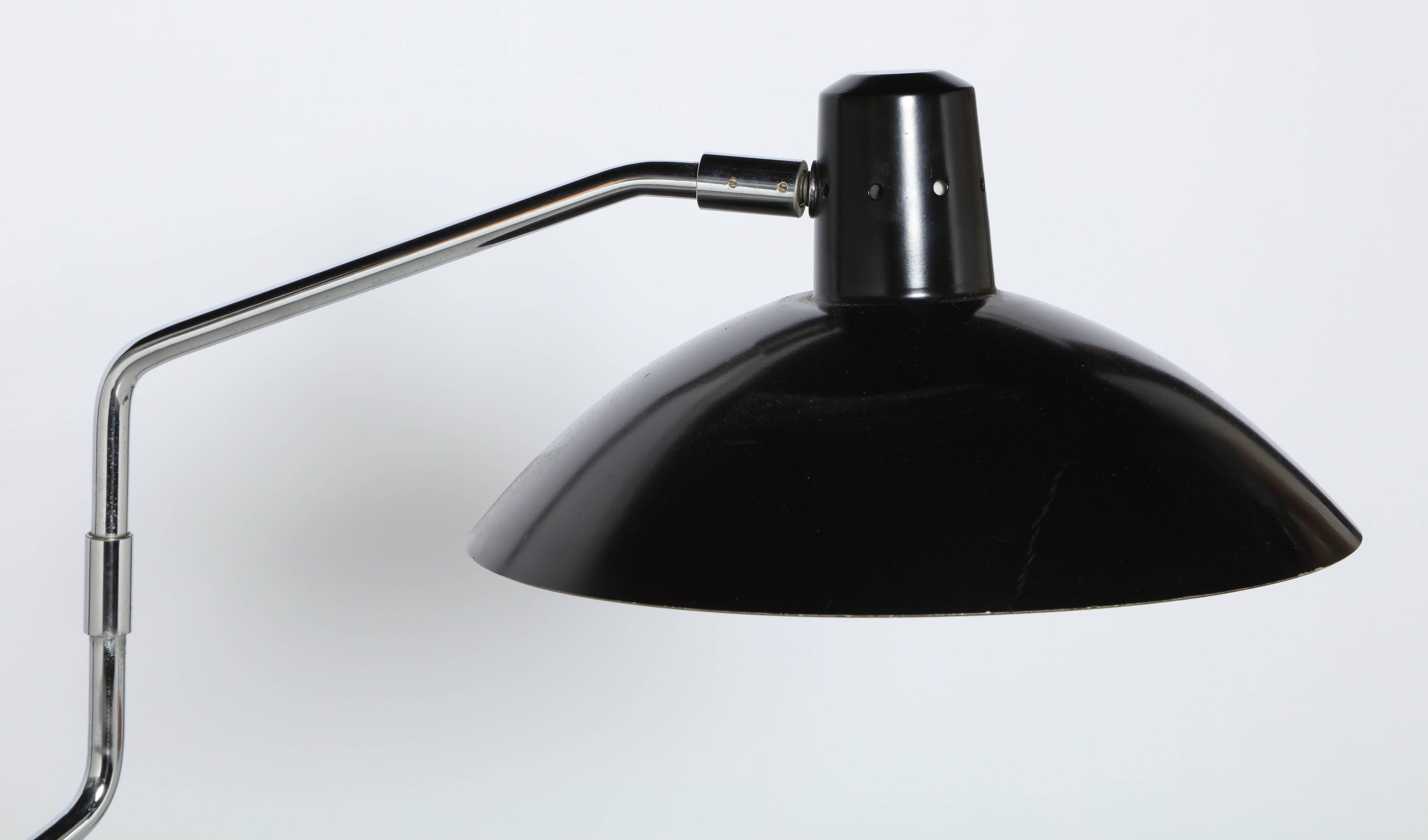 Enameled Clay Michie for Knoll No. 8 Swing Arm Chrome Desk Lamp with Black Shade
