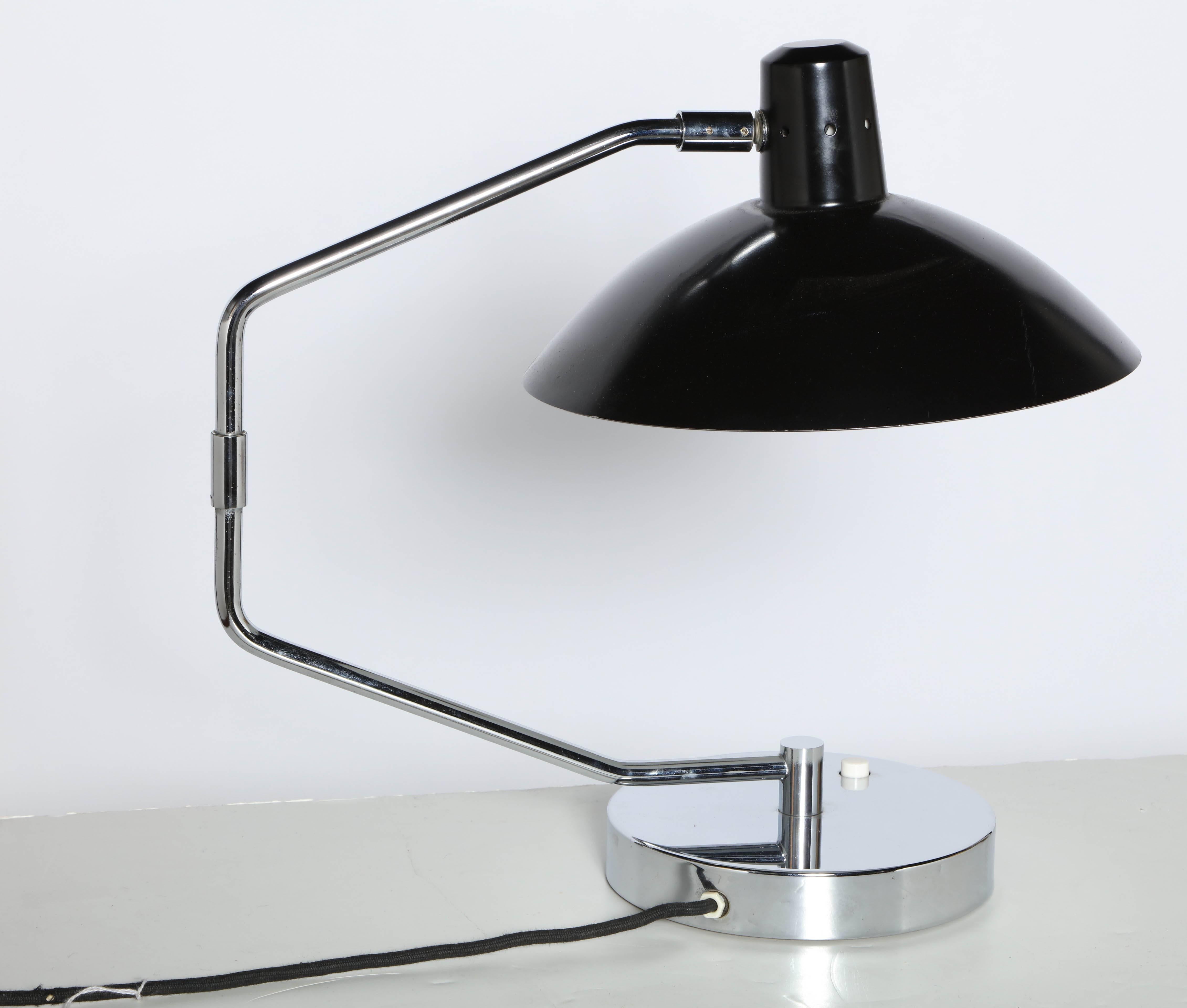 Clay Michie for Knoll No. 8 Swing Arm Chrome Desk Lamp with Black Shade 3