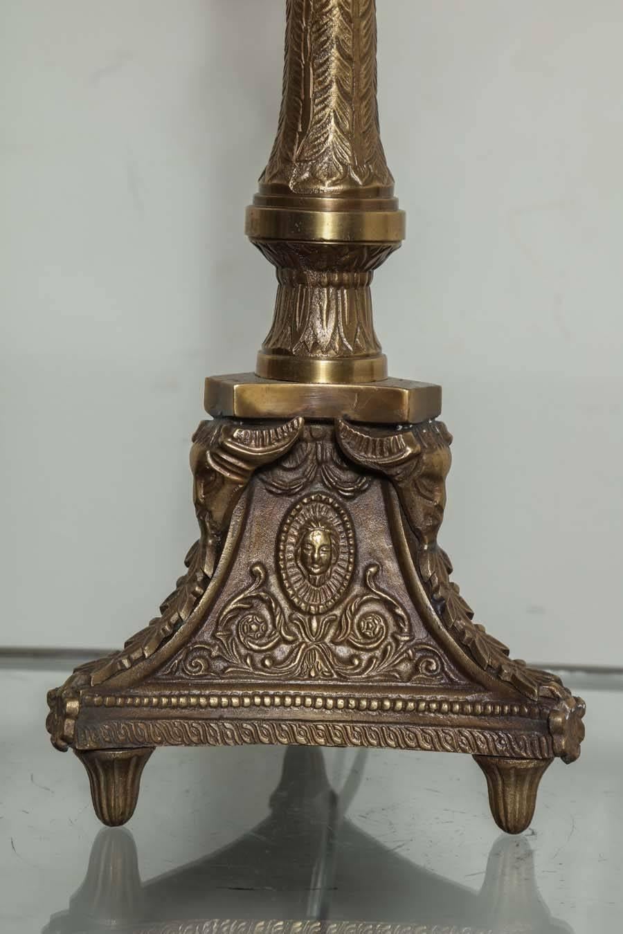 English Pair of Empire Cast Table Lamps